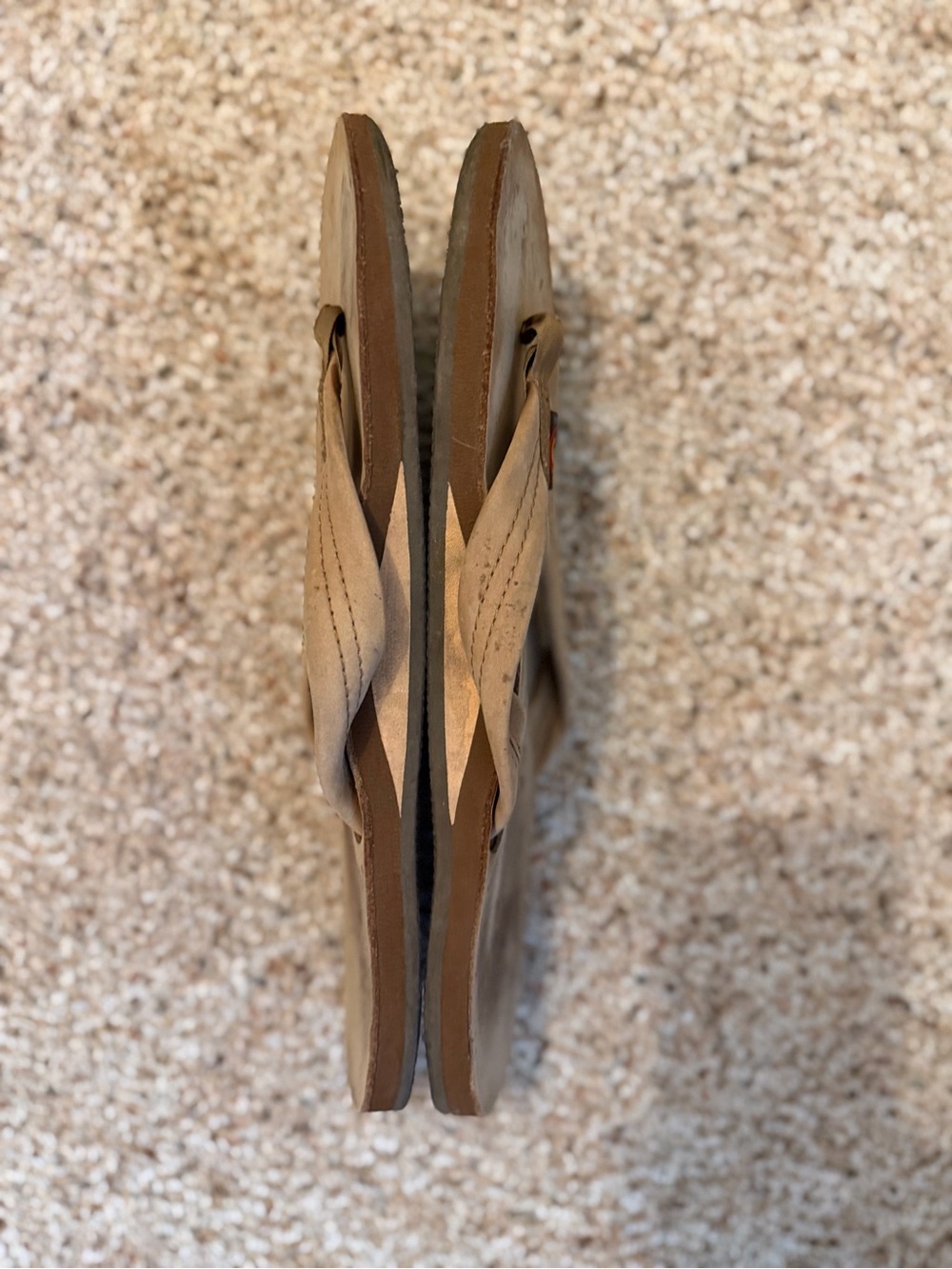 Rainbow Men's Brown Leather Flip Flops with Suede Straps - Picture 3 of 6